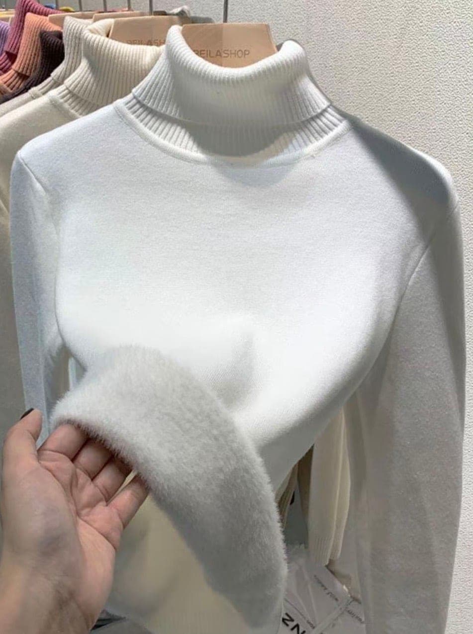 เสื้อสเวตเตอร์ คอเต่า แขนยาว สีขาว สีดำ สีแดง