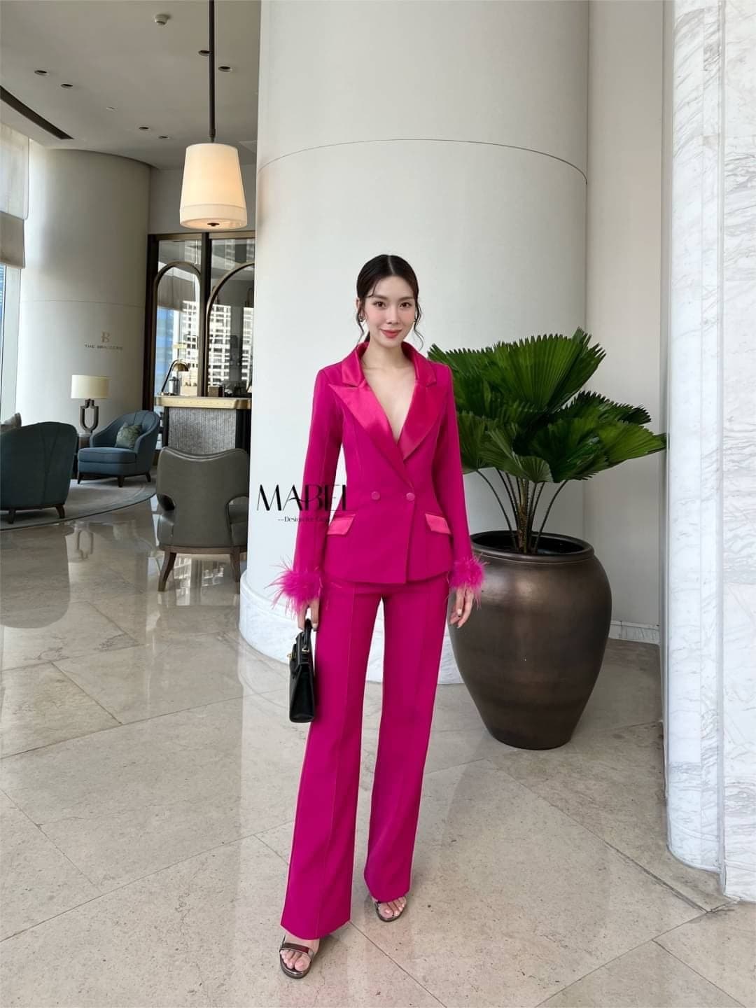 ชุดเซ็ท สูท ขนนก สีบานเย็น MABEL รูปที่ 1
