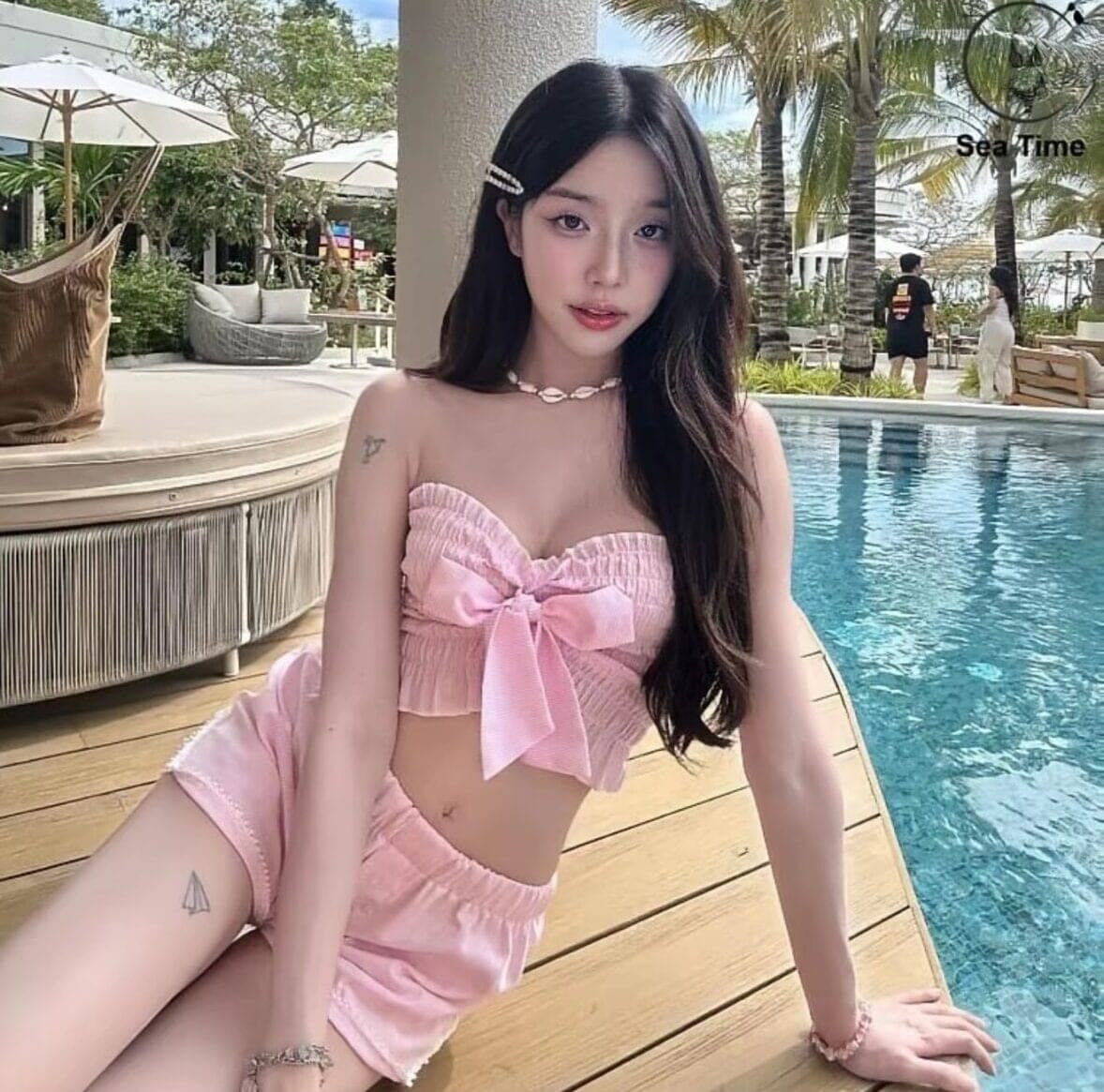 ชุดว่ายน้ำ บิกินี่ เที่ยวทะเล สีชมพู