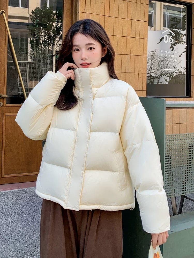 เสื้อ แขนยาว กันหนาว สีครีม แบรนด์ เกาหลีแท้