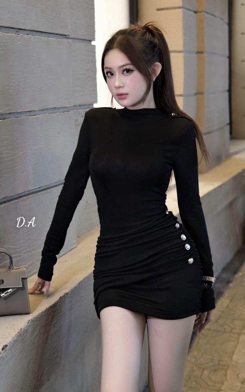 ชุดเดรส แขนยาว สีดำ Barnd เวียดนามแท้ รูปที่ 1