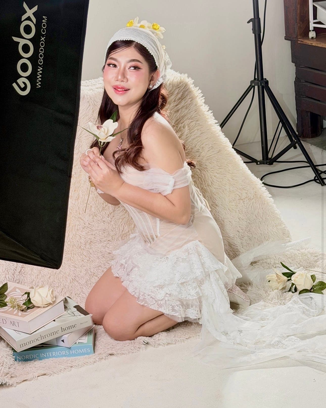รีวิวจากลูกค้า ชุดเดรส ปาดไหล่ ลูกไม้ แต่งระบาย สีขาว