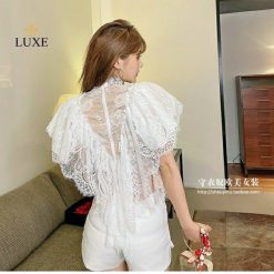 ชุดเซ็ต เสื้อ+กางเกง สีขาว Luxe 1340 Size S-M