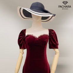 ชุดเดรส ผ้ากำมะหยี สีแดง PACHARA BRAND  2511 Size XL