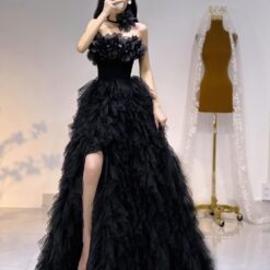 ชุดเดรส แต่งดอก สีดำ Brand HiSo 7841 Size S-M