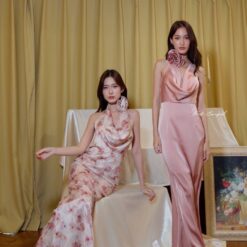 ชุดราตรี เพื่อนเจ้าสาว สีชมพู สีแชมเปญ สีเขียว สีฟ้า 7988 Size SM